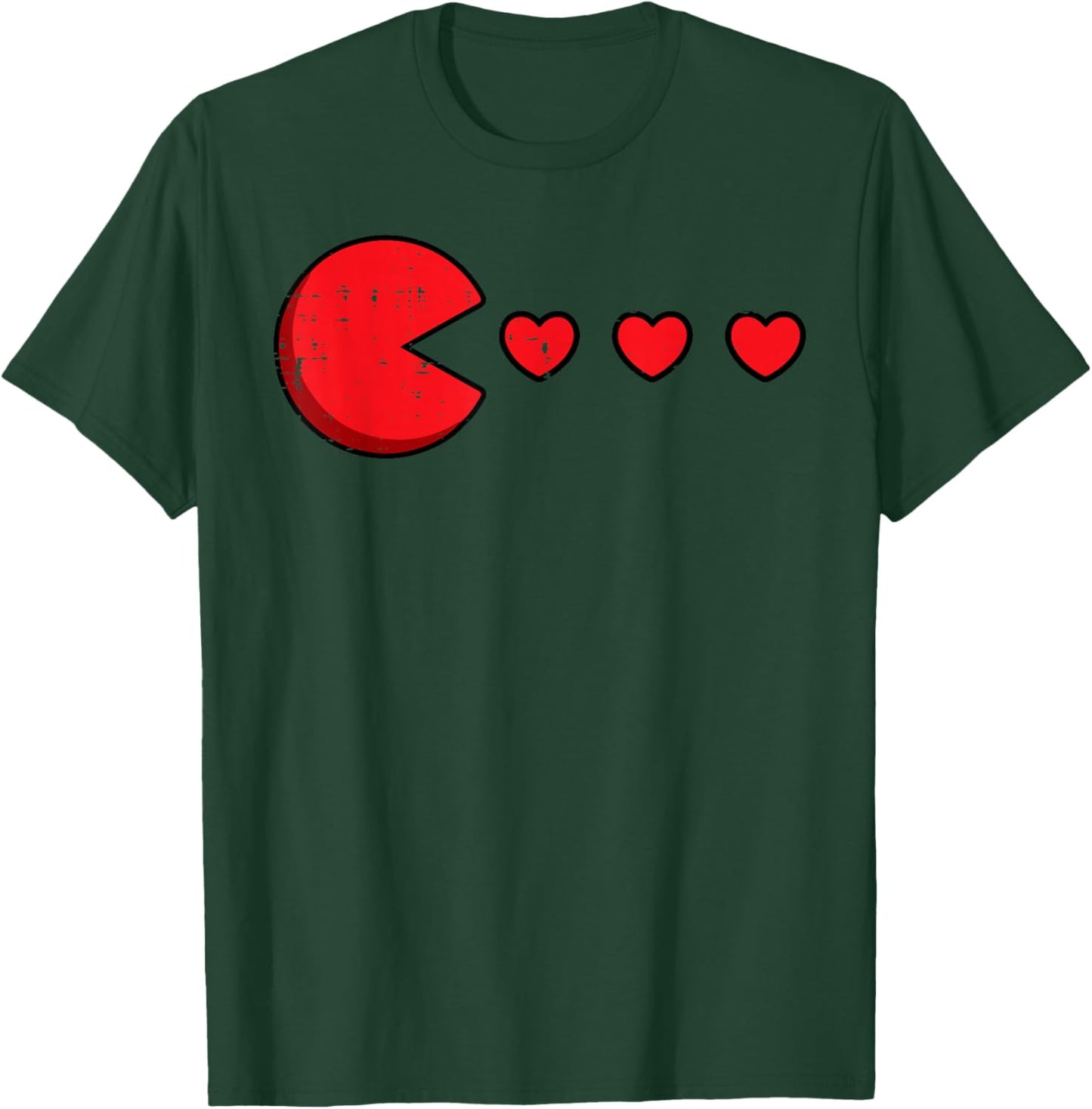 Valentines Day Retro Game Eating Hearts Gaming Boys Kids Men T-Shirt - T-Shirt | Forest