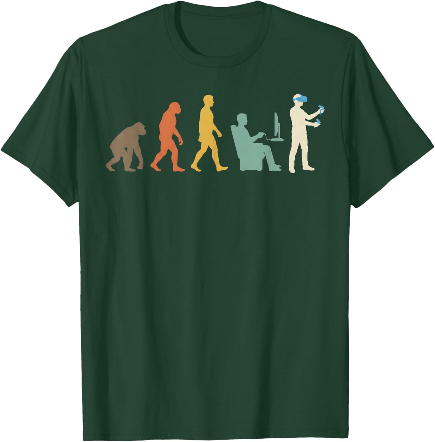 Virtual Reality VR Evolution Boys Men Gaming Gamer Headset T-Shirt - T-Shirt | Forest