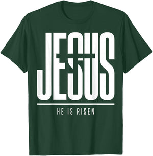 Jesus He is Risen Christian Cross Faith Easter Resurrection T-Shirt - T-Shirt | Forest