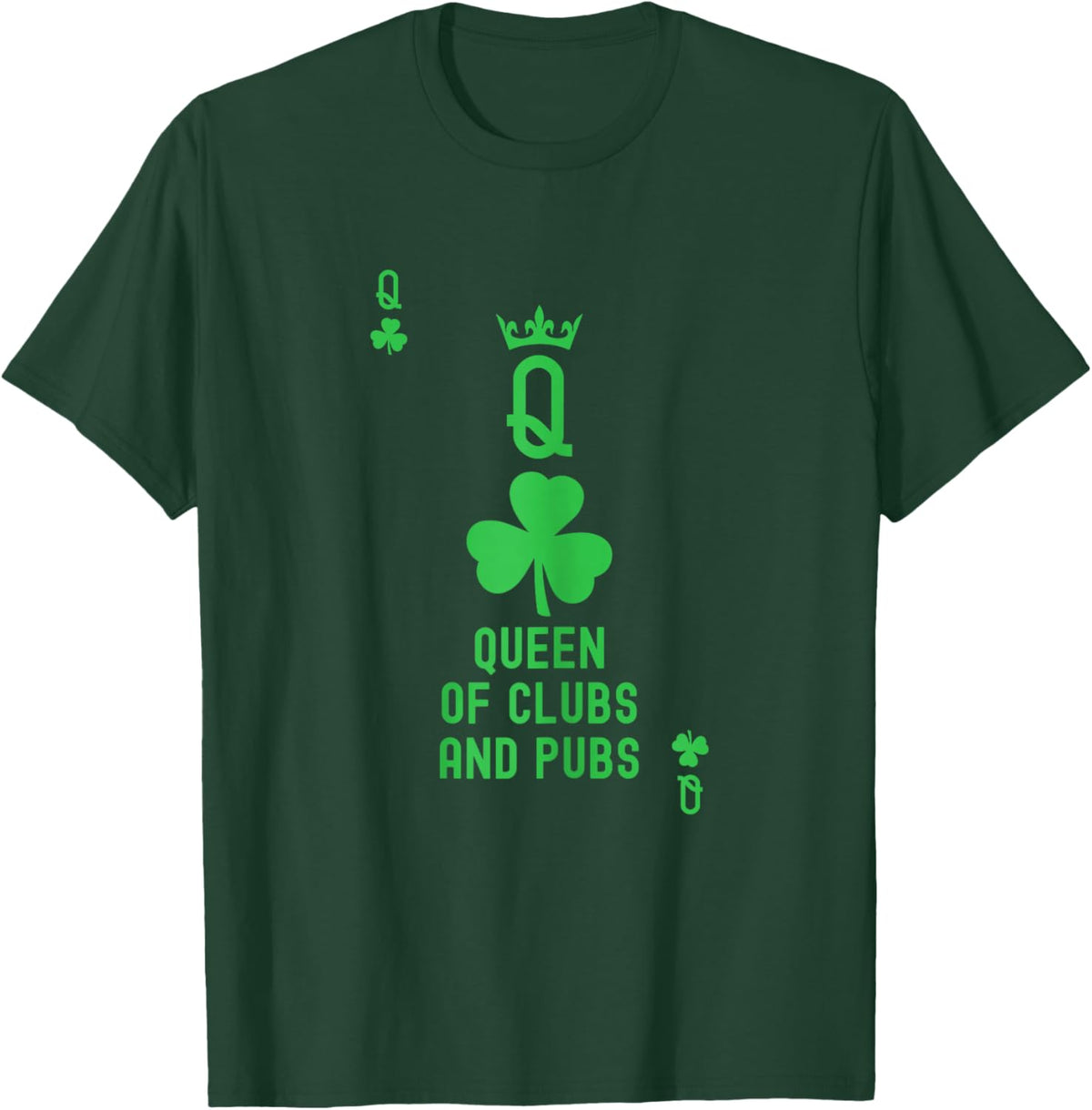 Queen of Clubs and Pubs. Playing Card T Queen of Clubs White T-Shirt - T-Shirt | Forest