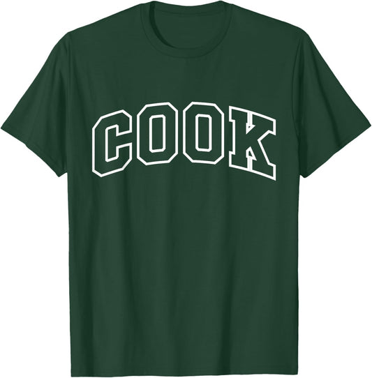 Cook Funny Athletic Lettering Cooking Gifts Men Women T-Shirt - T-Shirt | Forest