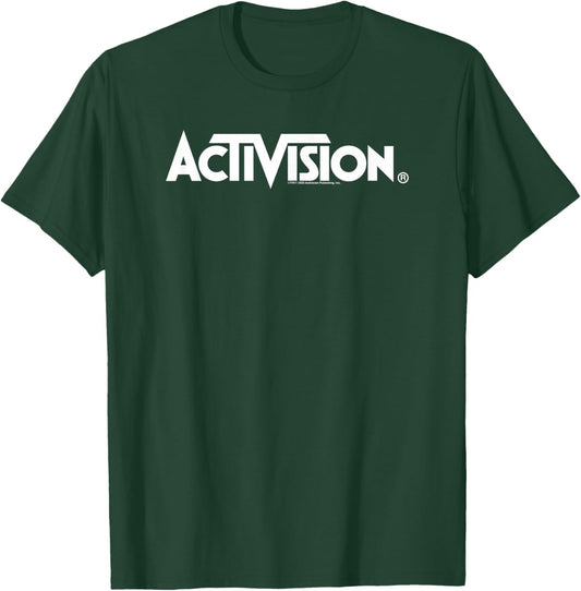 Activision Classics Vintage White Logo Text Video Game T-Shirt - T-Shirt | Forest