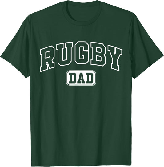 Rugby Dad Funny Athletic Lettering Fathers Day Coach Player T-Shirt - T-Shirt | Forest