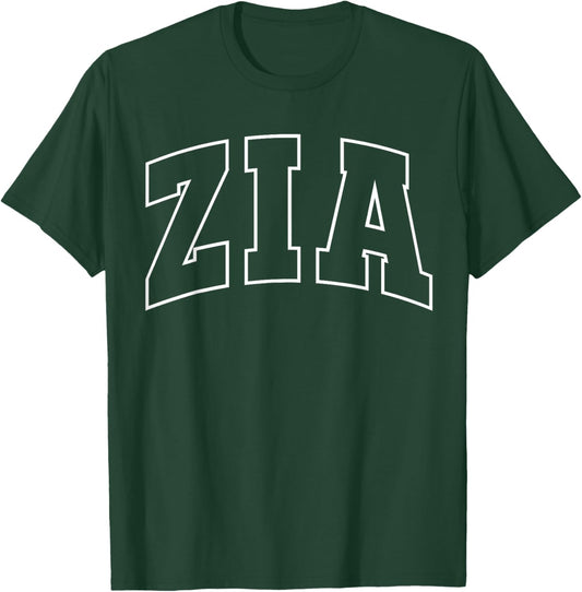 Zia Funny Athletic Lettering Mother's Day Aunt T-Shirt - T-Shirt | Forest