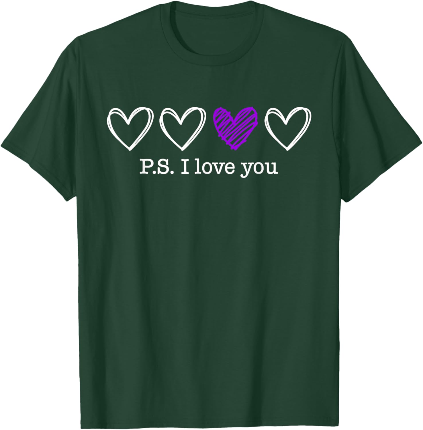 PS I Love You Day Valentine's Day Purple Heart Women Men Kid T-Shirt - T-Shirt | Forest