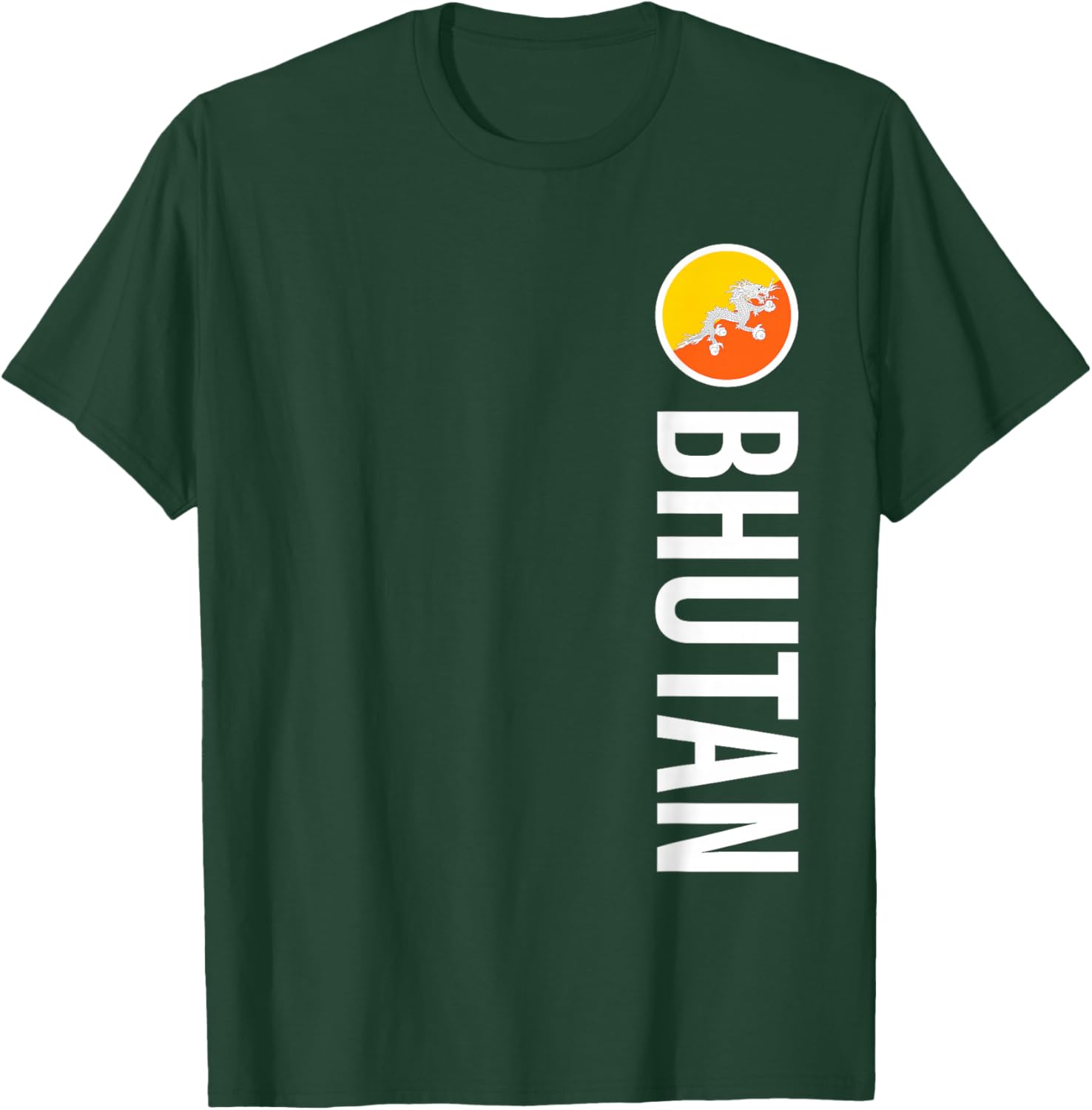 Bhutan Flag Vertical T-Shirt - T-Shirt | Forest
