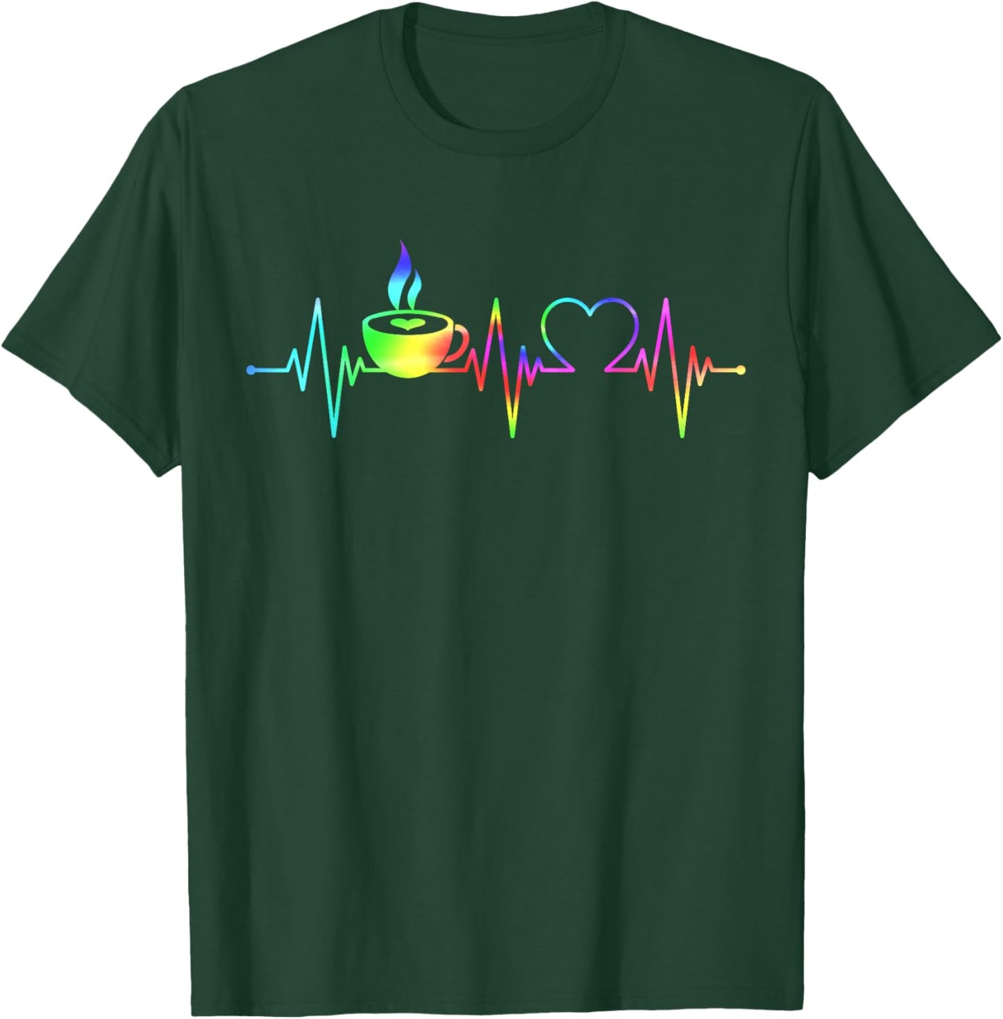 Funny Heartbeat Coffee Lovers Coffee Cup Frequency Women T-Shirt - T-Shirt | Forest