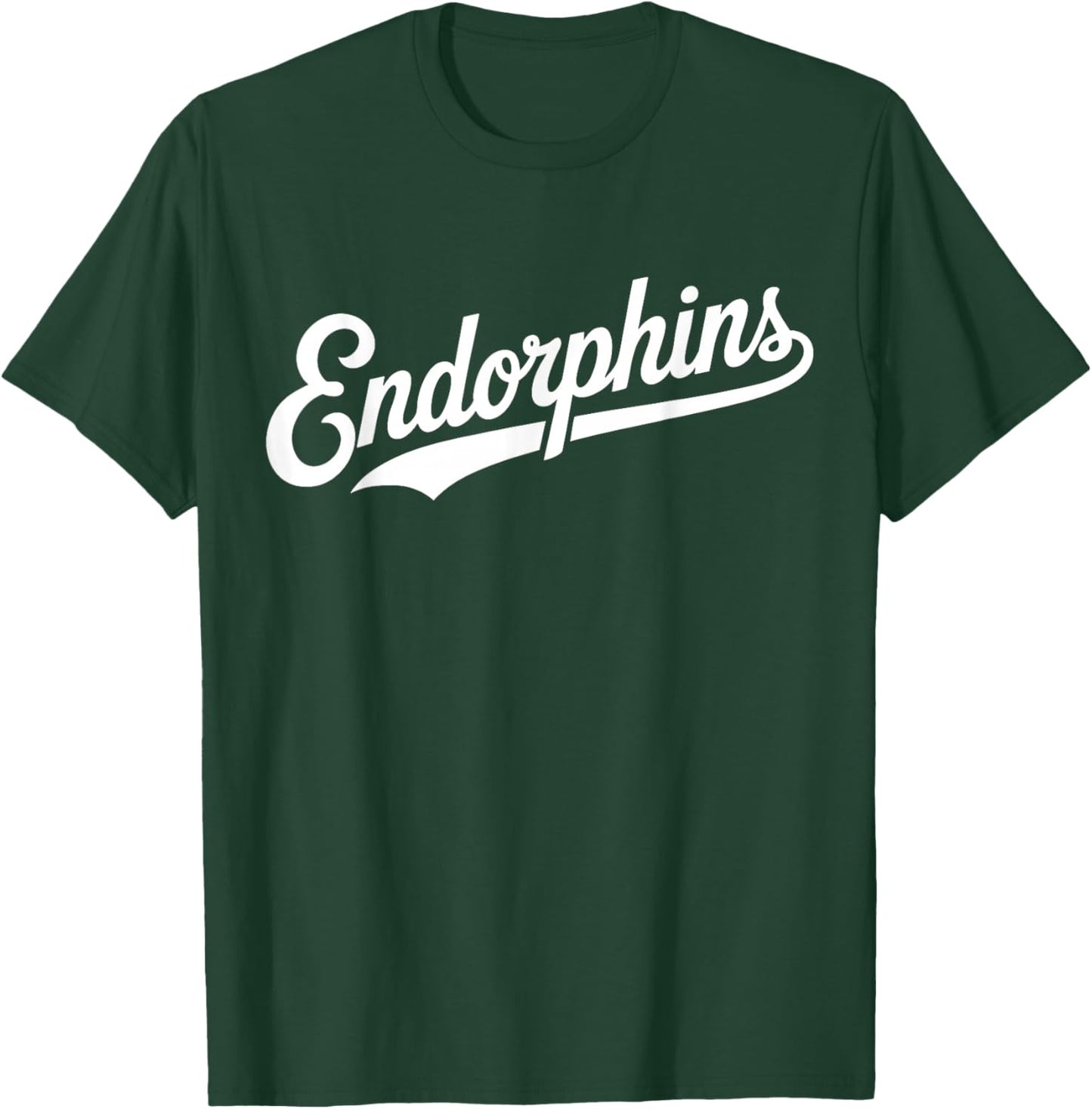 The Word Endorphins | Swoosh Script Retro Baseball Aesthetic T-Shirt - T-Shirt | Forest