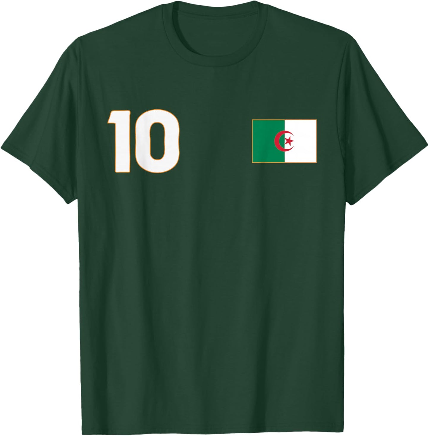 Algeria Flag Number 10 Shield Emblem National Pride T-Shirt - T-Shirt | Forest