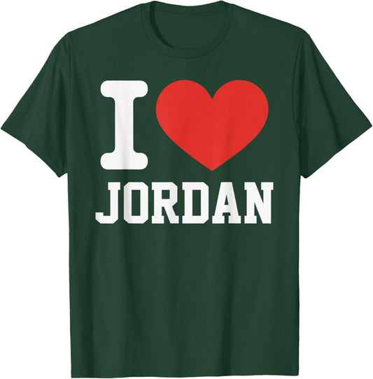 I Love Jordan Heart Souvenir Lovers Pride Travel T-Shirt - T-Shirt | Forest