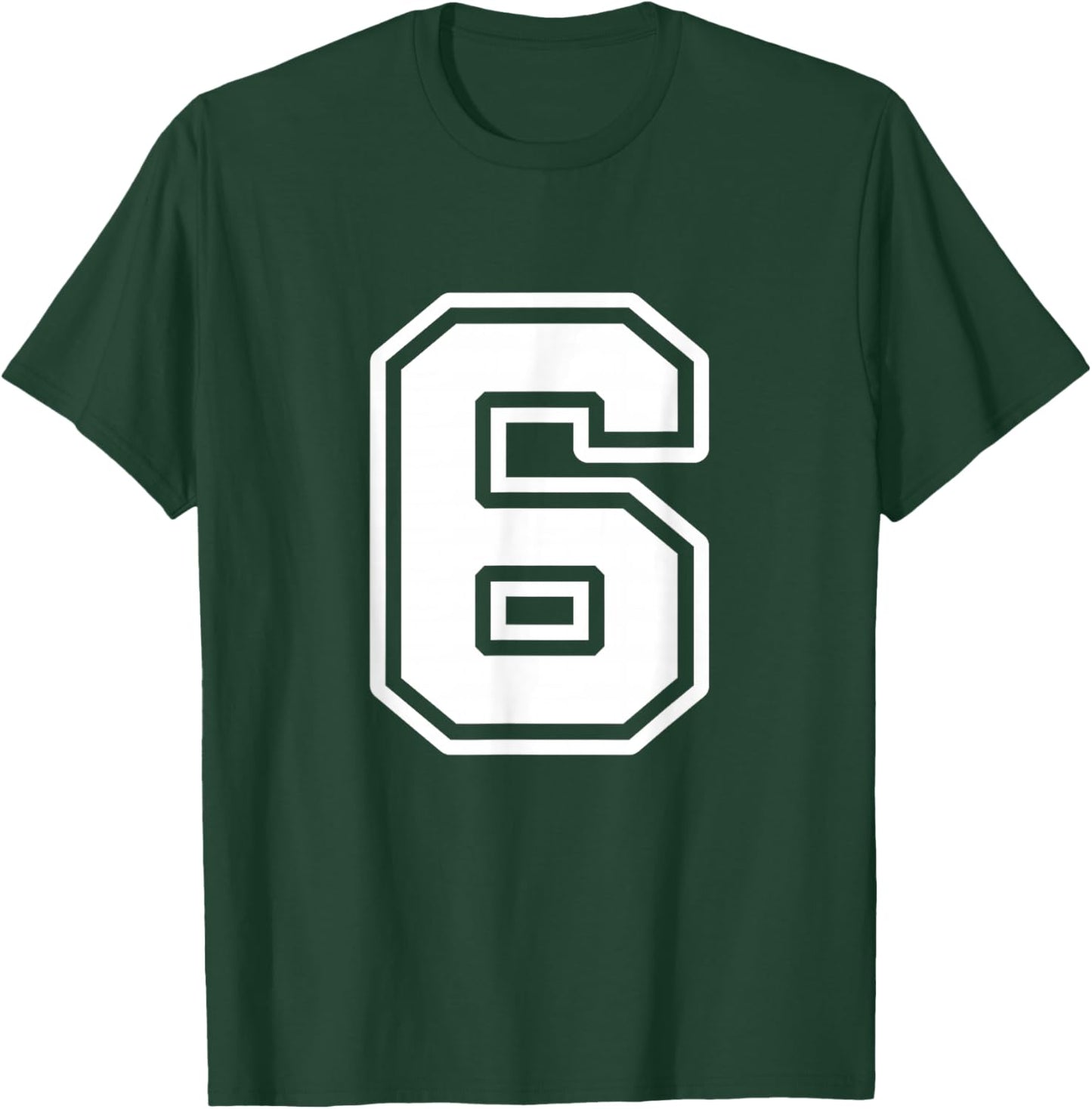 6th Birthday 6 Years Number 6 Uniform Sports Team Jersey T-Shirt - T-Shirt | Forest