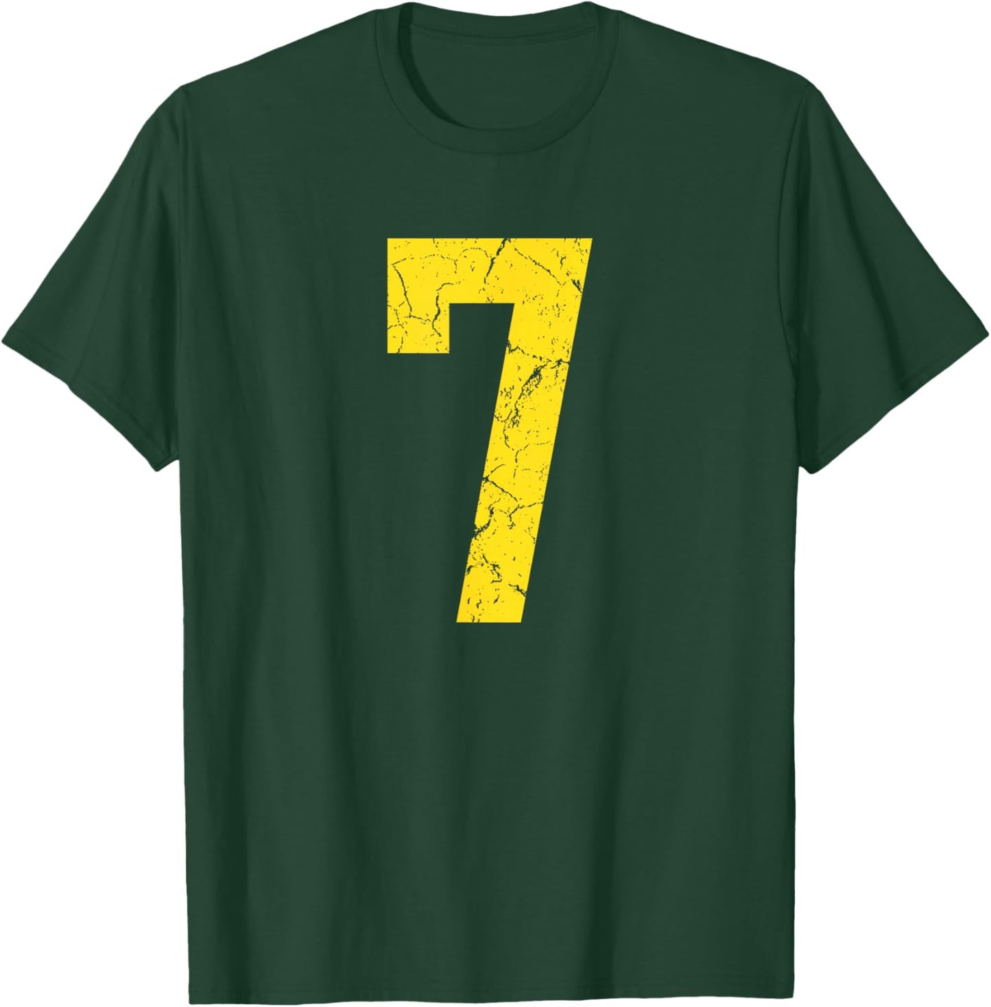 Distressed Bright Gold Number 7 Jersey Player Uniform #7 T-Shirt - T-Shirt | Forest