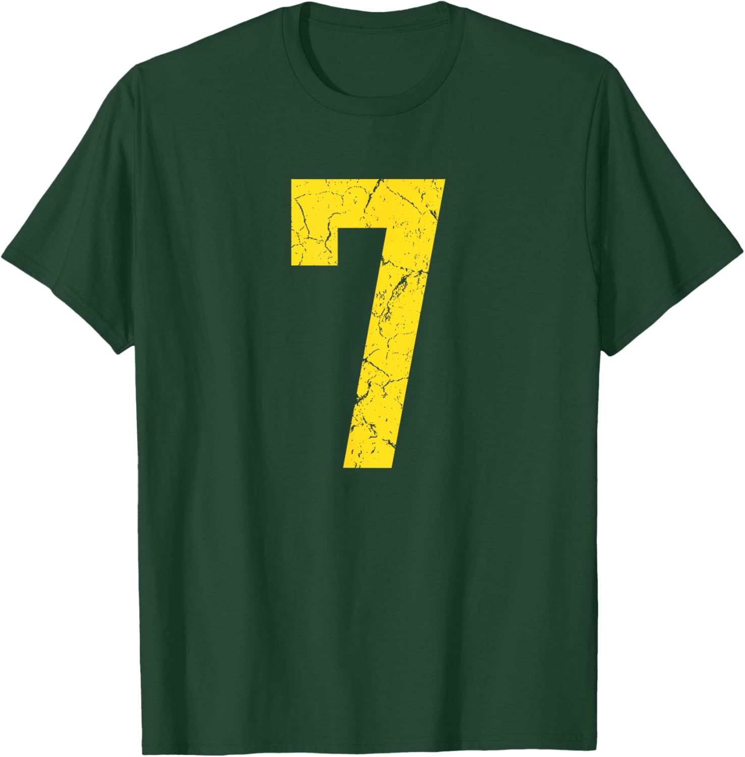 Distressed Bright Gold Number 7 Jersey Player Uniform #7 T-Shirt - T-Shirt | Forest