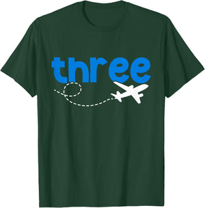 3rd Airplane Birthday Party Three Year Old Pilot Birthday T-Shirt - T-Shirt | Forest
