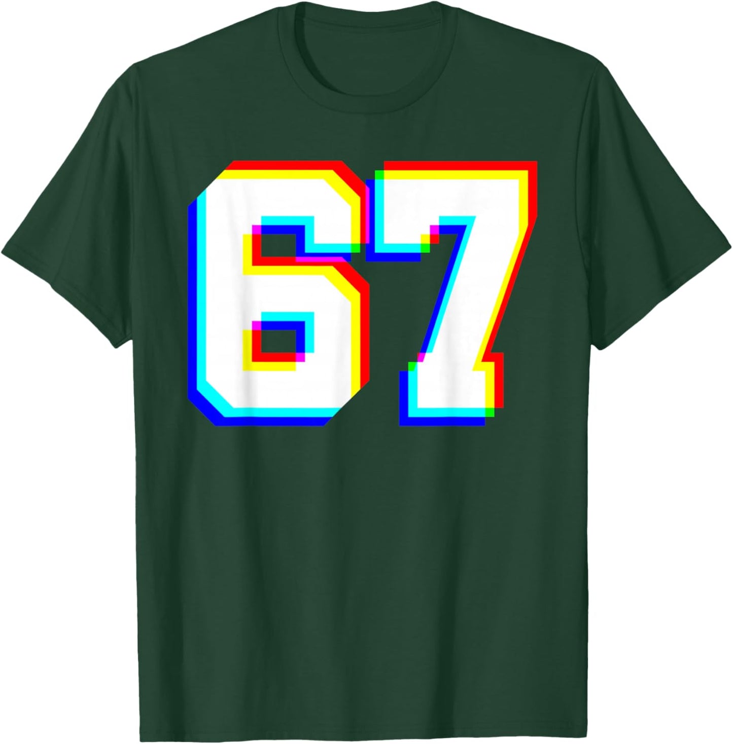67 Glitch Optical Illusion Six Seven Varsity 6 7 Meme T-Shirt - T-Shirt | Forest