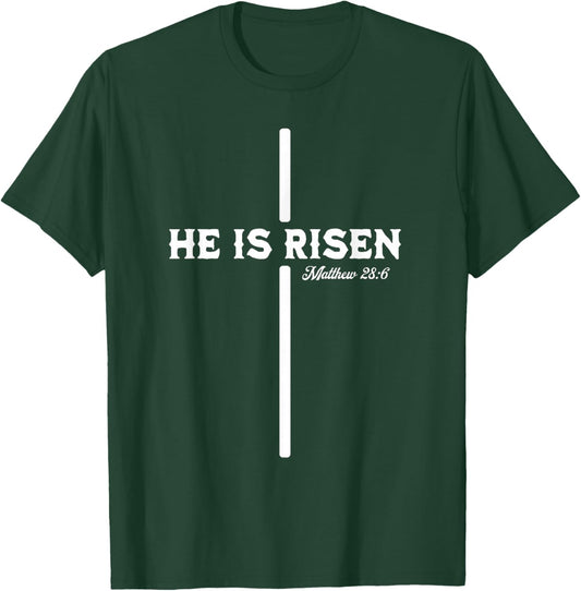 He is Risen Cross Jesus Happy Easter Christian Men Women Kid T-Shirt - T-Shirt | Forest