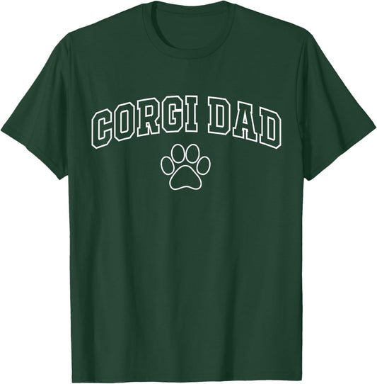 Corgi Dad Funny Athletic Lettering Pet Owner Father T-Shirt - T-Shirt | Forest