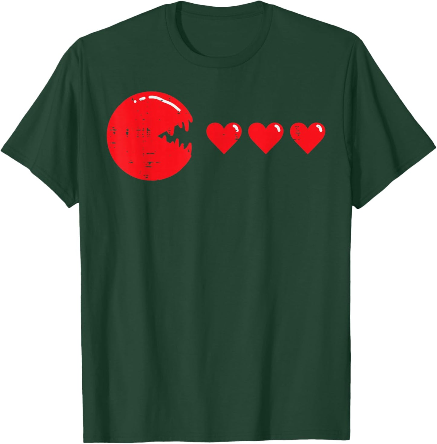 Valentines Day Video Game Eating Hearts Gamer Men Boys Kids T-Shirt - T-Shirt | Forest