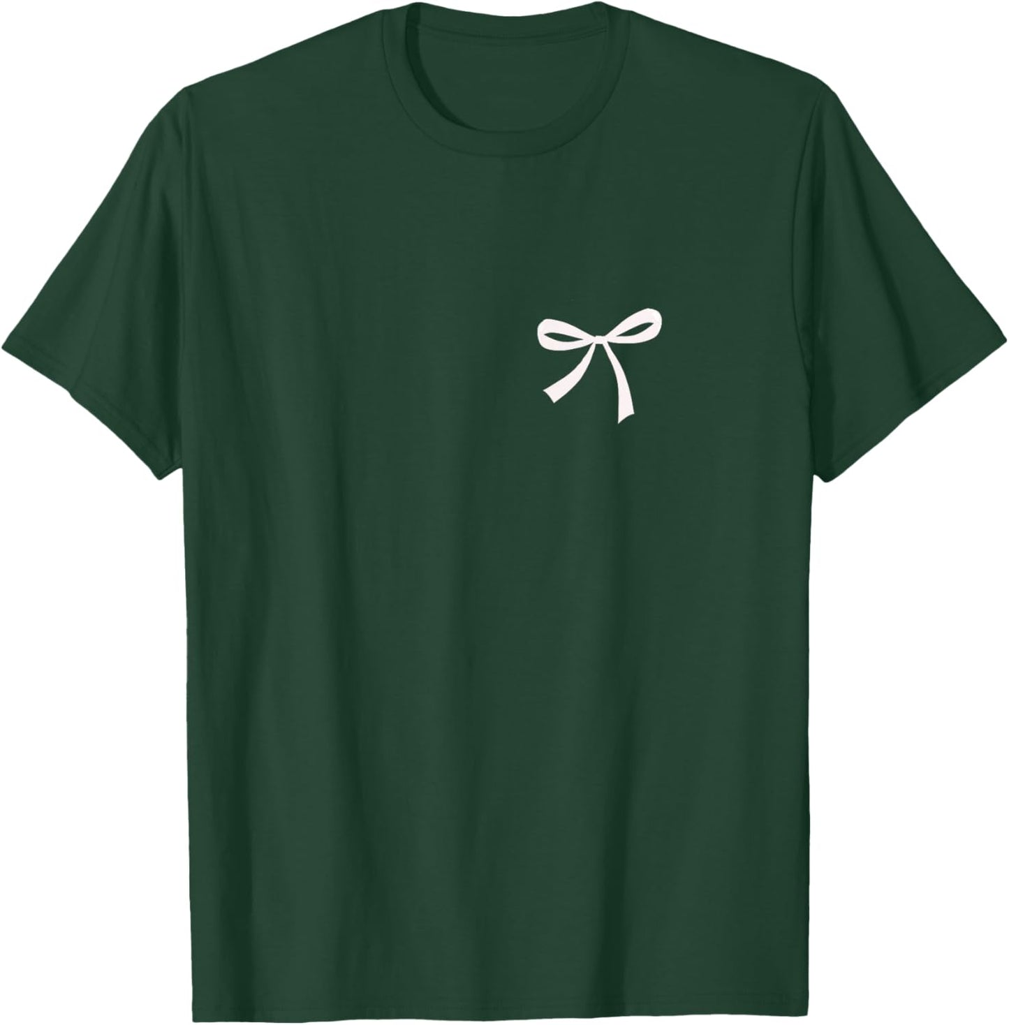 Cute Minimalist Bow Knot Graphic Women Girl Casual Ribbon T-Shirt - T-Shirt | Forest