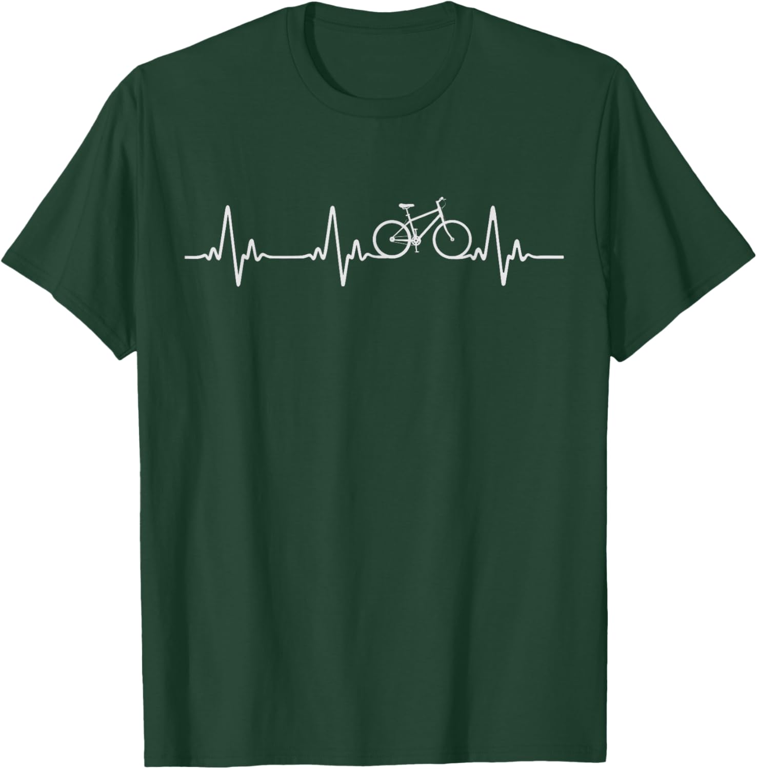 Bicycle Cycling Heartbeat Bike Ride Mountainbike MTB Cyclist T-Shirt - T-Shirt | Forest