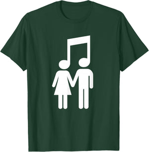 Music Note Stick Love Figure Concert Couple T-Shirt - T-Shirt | Forest