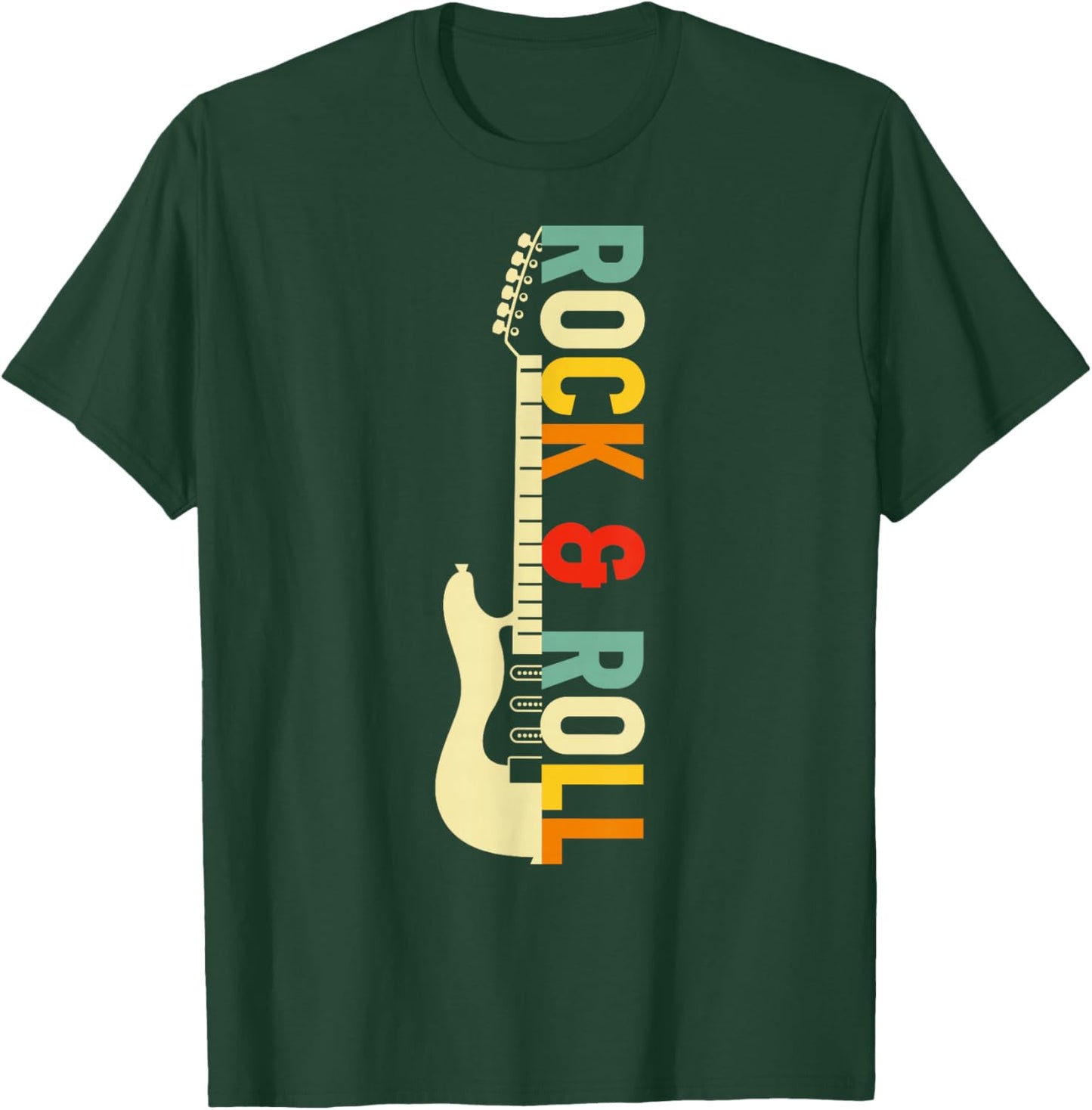 Vintage Retro Style Playing Music Guitar Forever Rock N Roll T-Shirt - T-Shirt | Forest