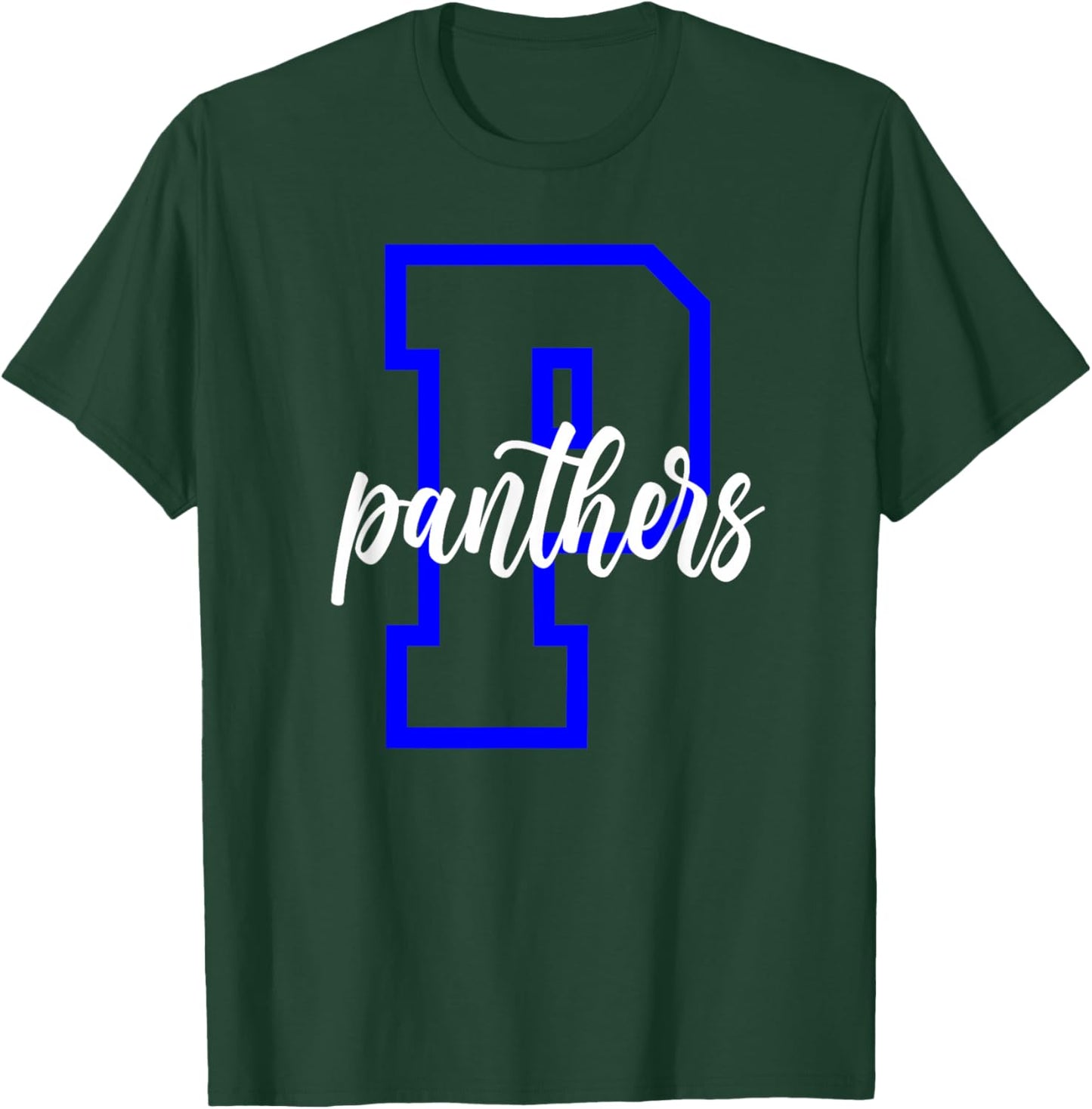 Panthers Letter Blue Panther Pride School Spirit Game Day T-Shirt - T-Shirt | Forest