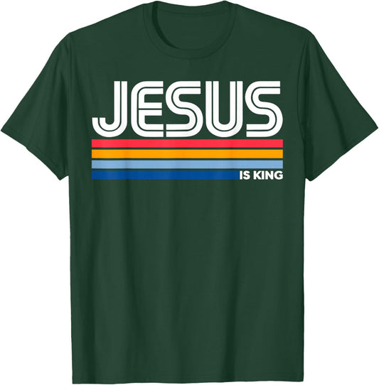 Jesus is King Christian Cross God Faith Bible Religious Pray T-Shirt - T-Shirt | Forest