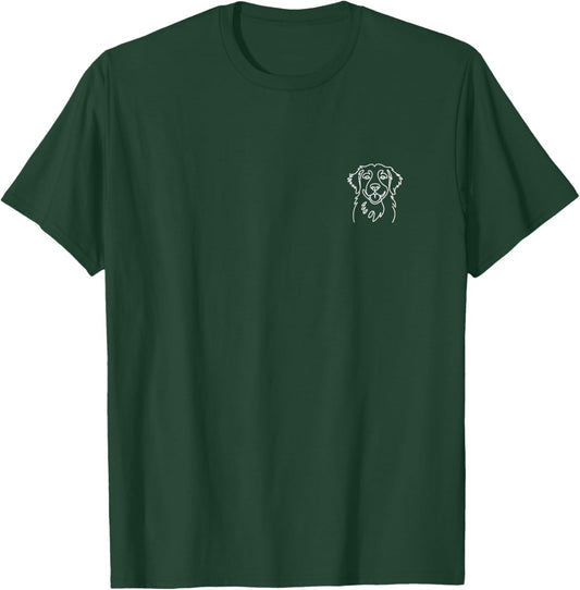 Golden Retriever Minimalist Badge Patch Line Art T-Shirt - T-Shirt | Forest