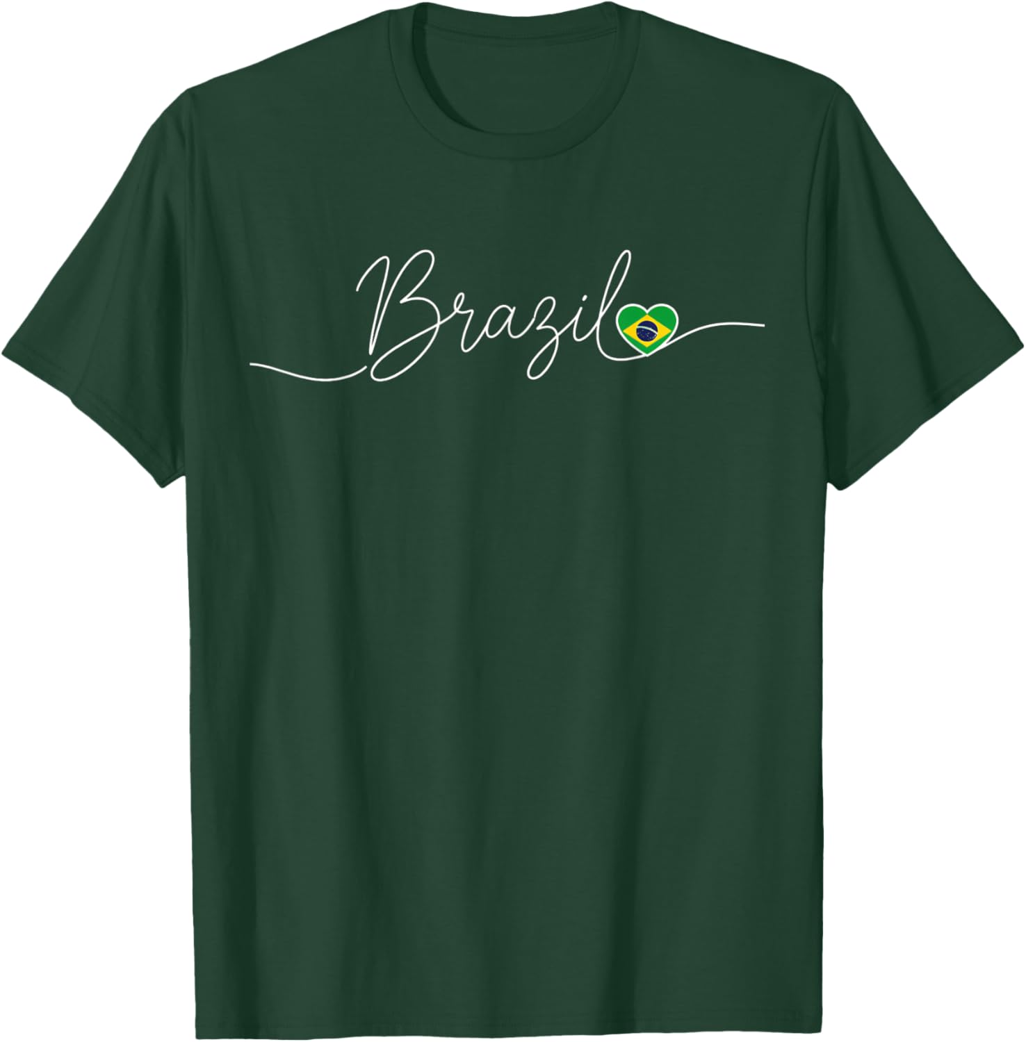 Script Heart Flag Kids Brazilian Soccer Fan Latin T-Shirt - T-Shirt | Forest