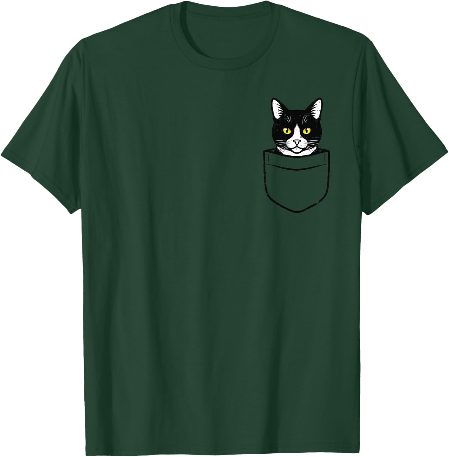Black and White Cat Pocket Cute Kitten Kitty Women Girls Kid T-Shirt - T-Shirt | Forest