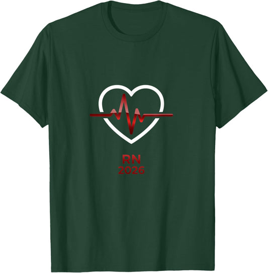RN Graduation 2026 Heartbeat Nursing Student LPN T-Shirt - T-Shirt | Forest