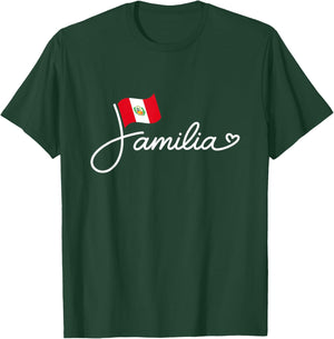 Peru Familia - Peruvian Flag Family Heritage Word Art T-Shirt - T-Shirt | Forest