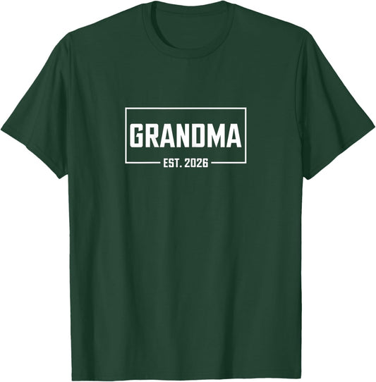 Grandma Est 2026 Promoted to Grandma Pregnancy Announcement T-Shirt - T-Shirt | Forest