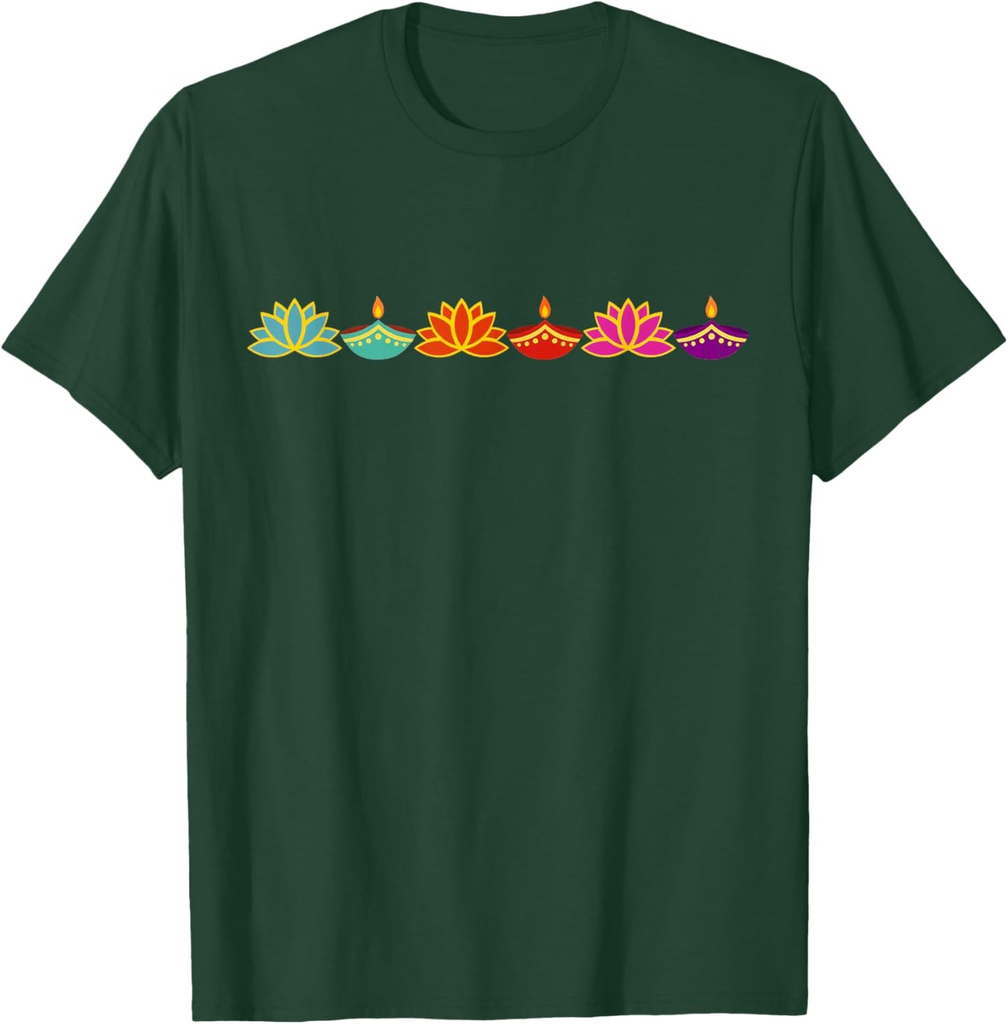 Diwali Hindu Festival Lights Rangoli Diya Colorful Festive T-Shirt - T-Shirt | Forest