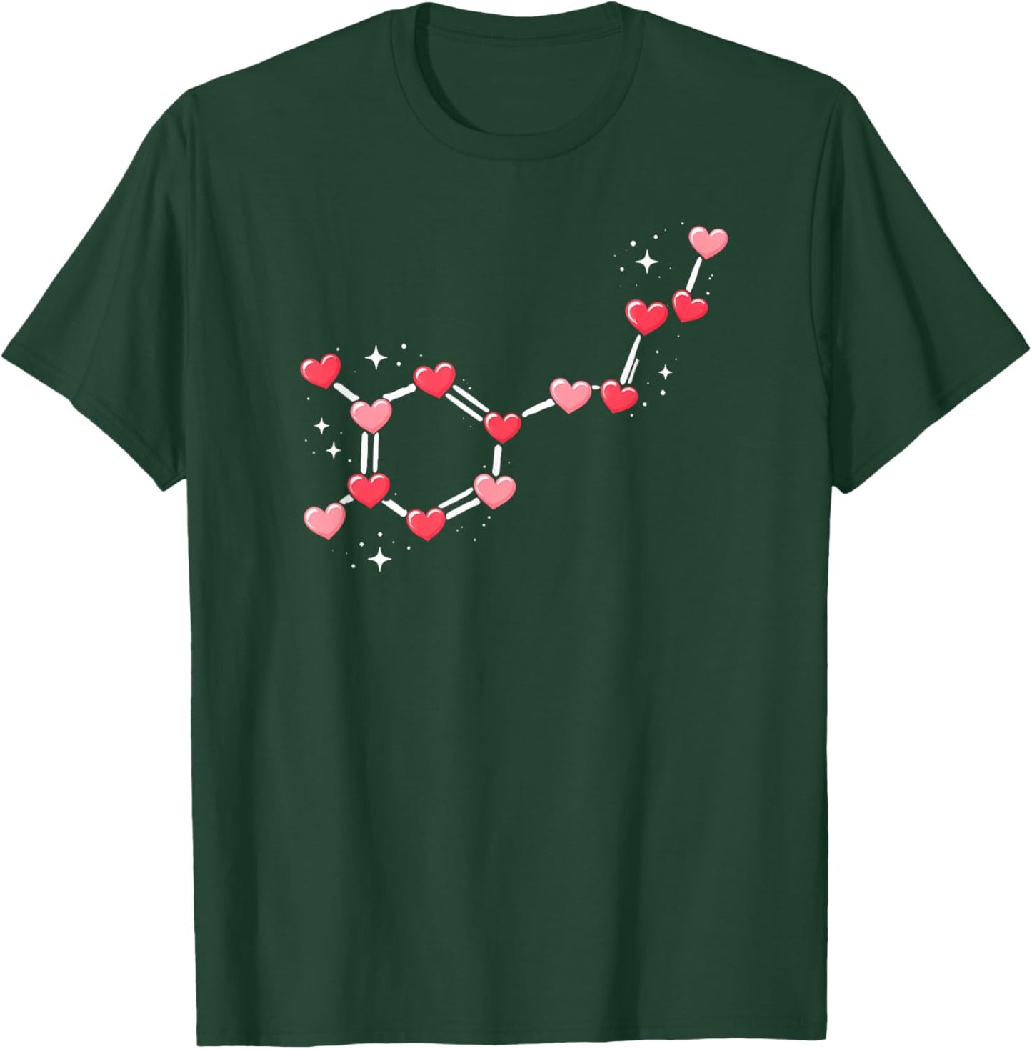 Serotonin Molecule Heart Chemistry Science Valentine's Day T-Shirt - T-Shirt | Forest