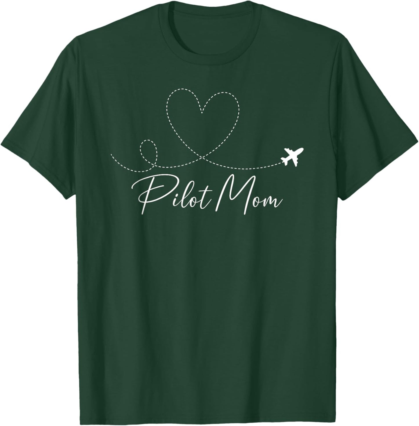 Pilot Mom of A Pilot Mama Heart Pilot Mother T-Shirt - T-Shirt | Forest