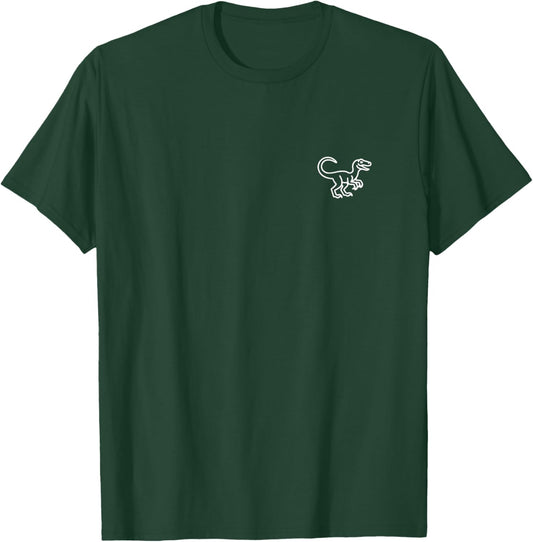 Velociraptor Minimalist Badge Patch Line Art Dinosaur T-Shirt - T-Shirt | Forest