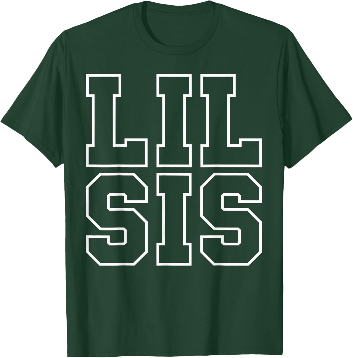 Lil Sis Funny Athletic Lettering Siblings Little Sister T-Shirt - T-Shirt | Forest