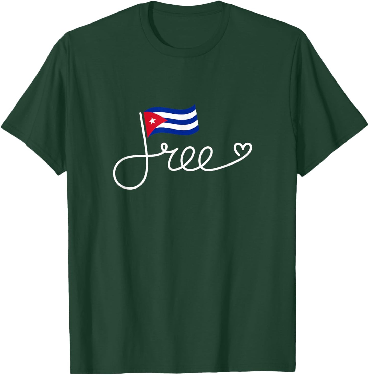 Free Cuba Flag - Cuban Freedom Word Art T-Shirt - T-Shirt | Forest