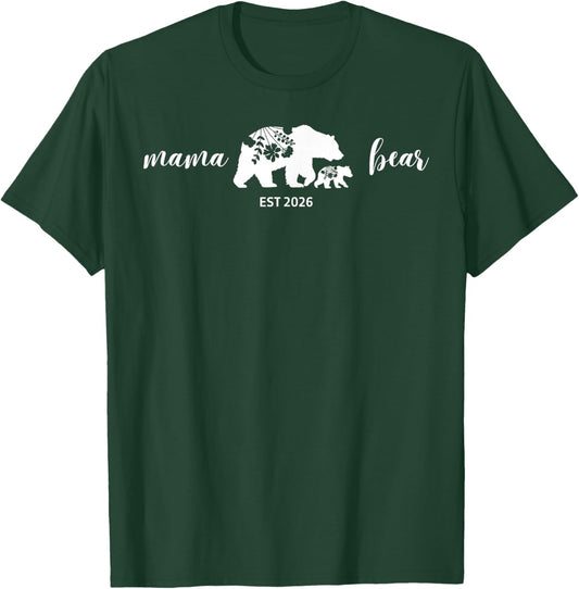 Mama Bear Est 2026 Floral Mom Mothers Day Boho T-Shirt - T-Shirt | Forest