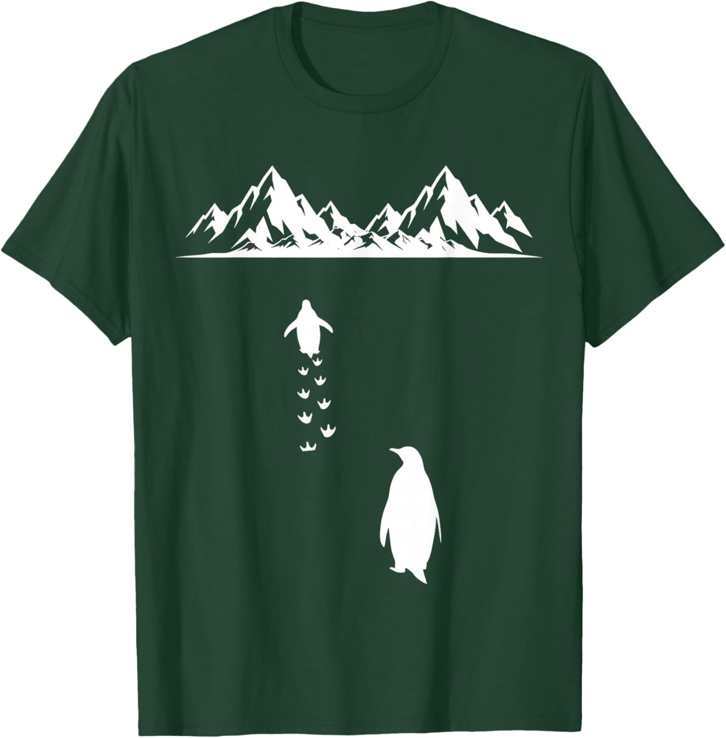 Penguin Walking Alone to Mountains Nihilist Bird Solitary T-Shirt - T-Shirt | Forest