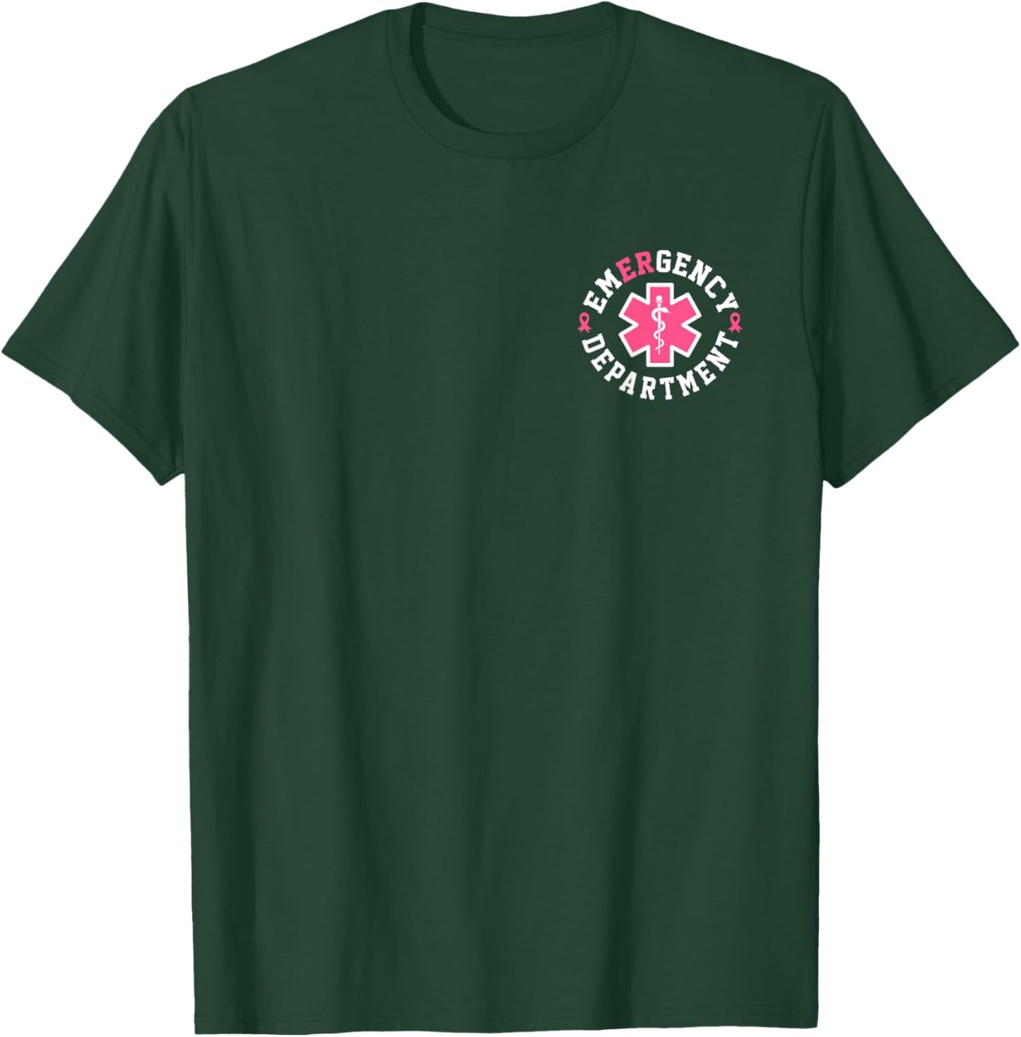 Emergency Department Emergency Room Nurse Breast Cancer T-Shirt - T-Shirt | Forest