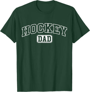 Hockey Dad Funny Athletic Lettering Fathers Day Coach Player T-Shirt - T-Shirt | Forest