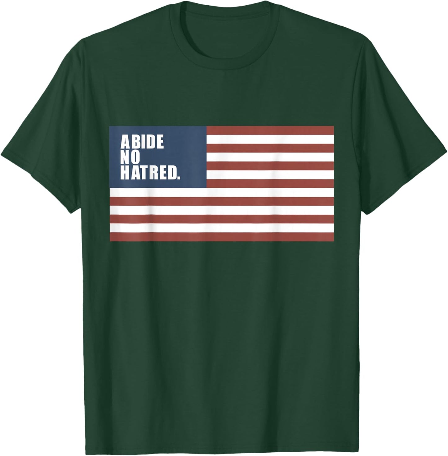 Abide No Hatred, Patriotic American Flag T-Shirt - T-Shirt | Forest