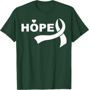 Hope Lung Cancer Month Awareness White Ribbon Support T-Shirt - T-Shirt | Forest