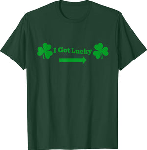 St Patricks Day I Got Lucky Shamrock Matching Couple T-Shirt - T-Shirt | Forest
