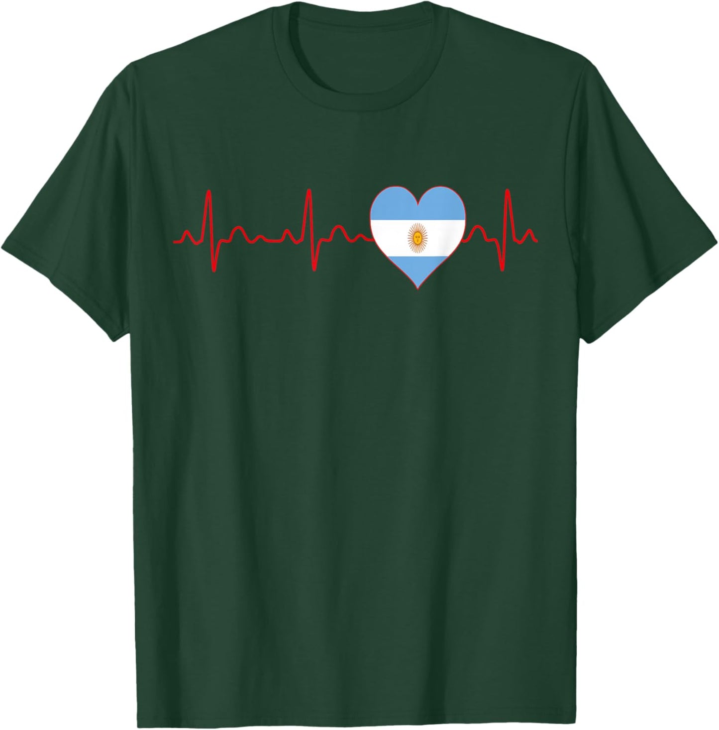 Argentina Flag Heartbeat EKG Patriotic National Souvenir T-Shirt - T-Shirt | Forest