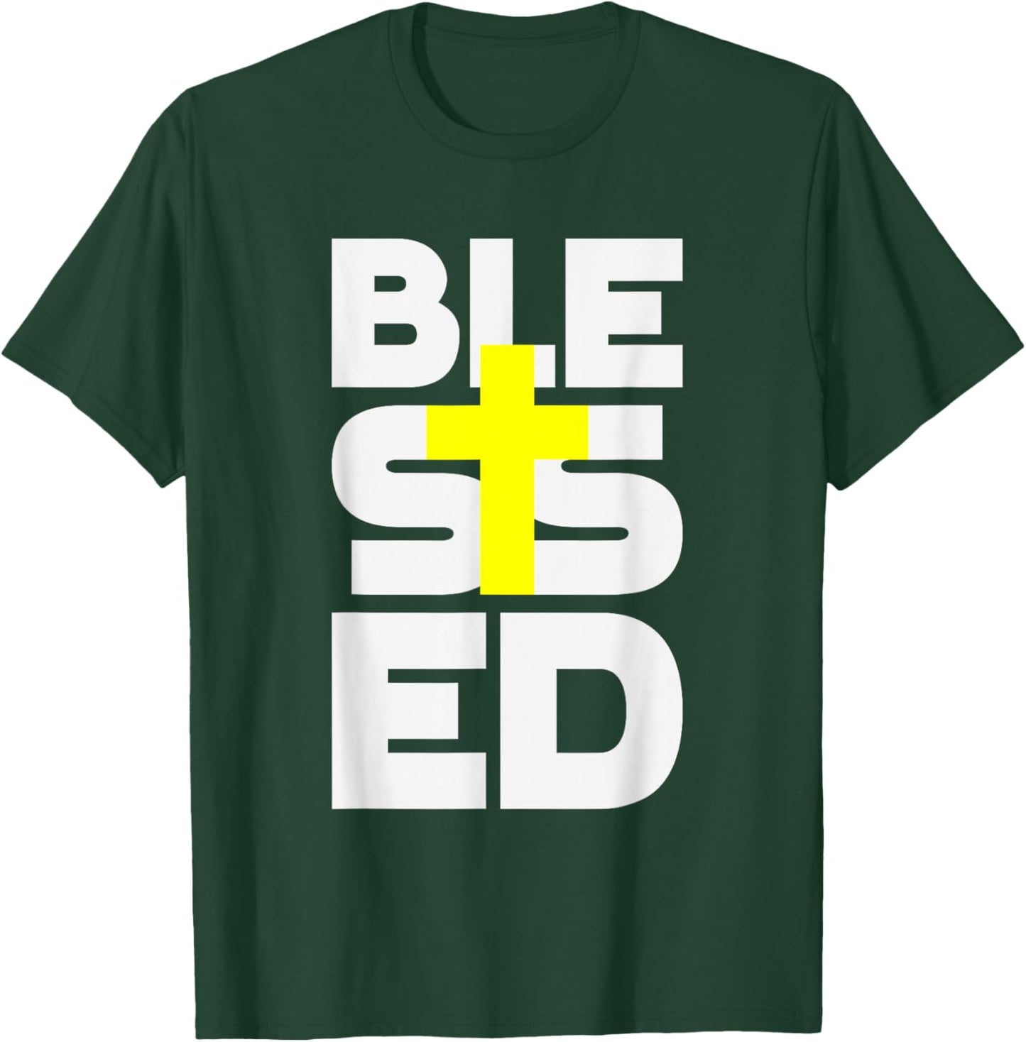 Blessed Cross Christian Faith Religious Design Women Men Kid T-Shirt - T-Shirt | Forest