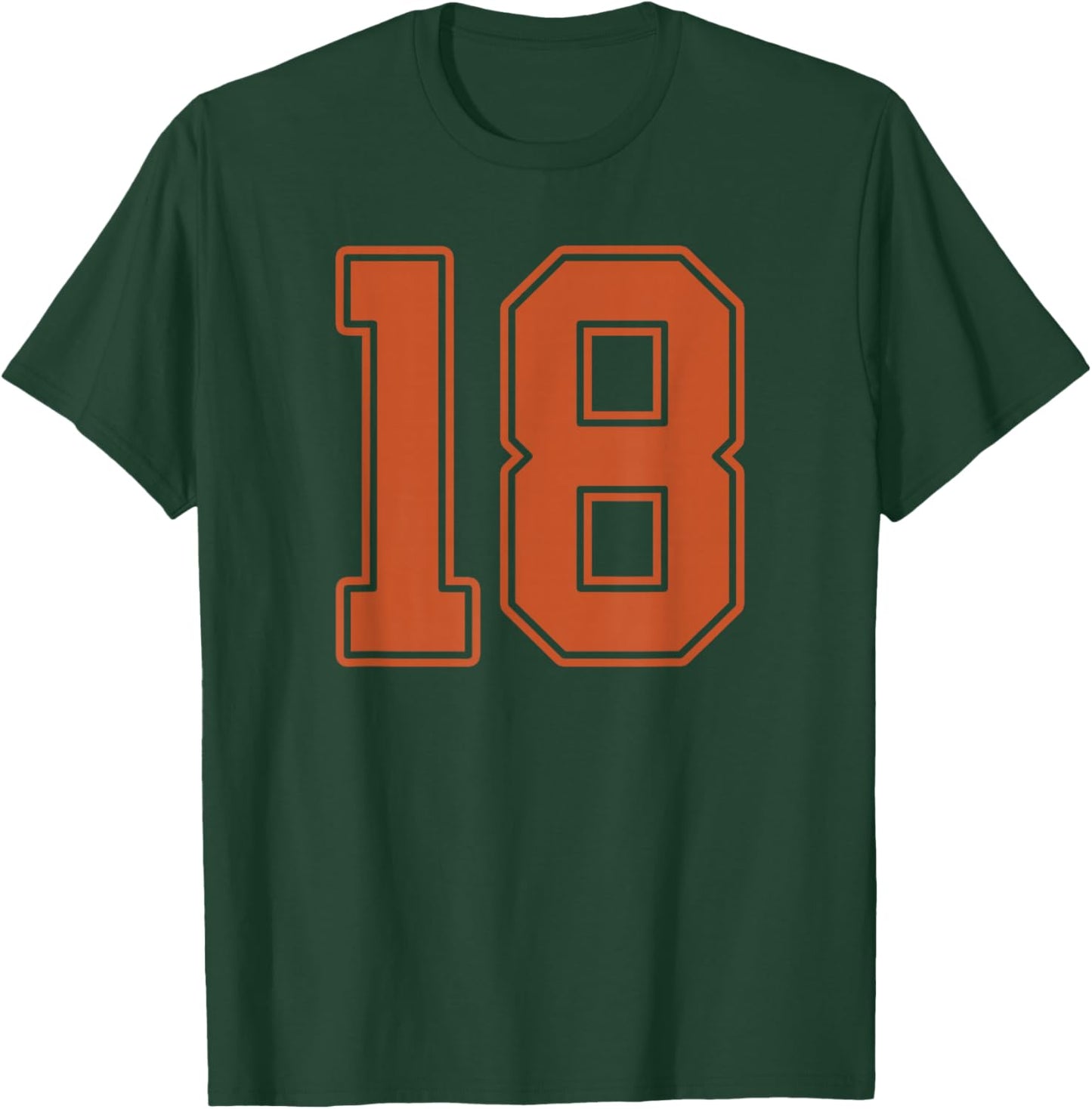Burnt Orange Number 18 Jersey Player Uniform #18 T-Shirt - T-Shirt | Forest